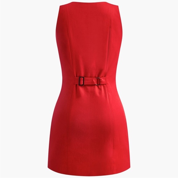 NWT Commense Red Button Front Mini Dress Size L - Picture 5 of 5